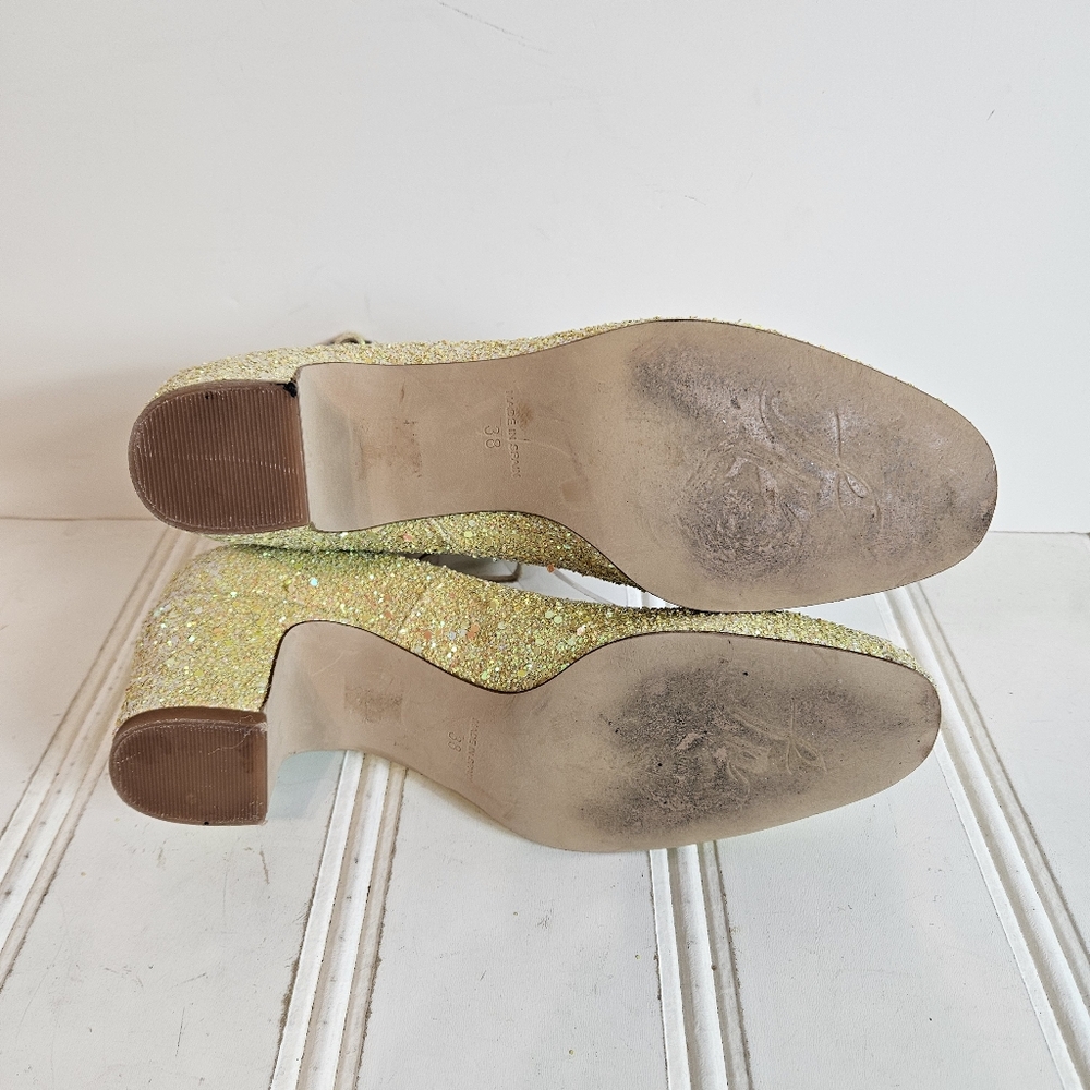 Free People Glitter Ankle-Strap Block Heel in Yellow Gold - Picture 10 of 16